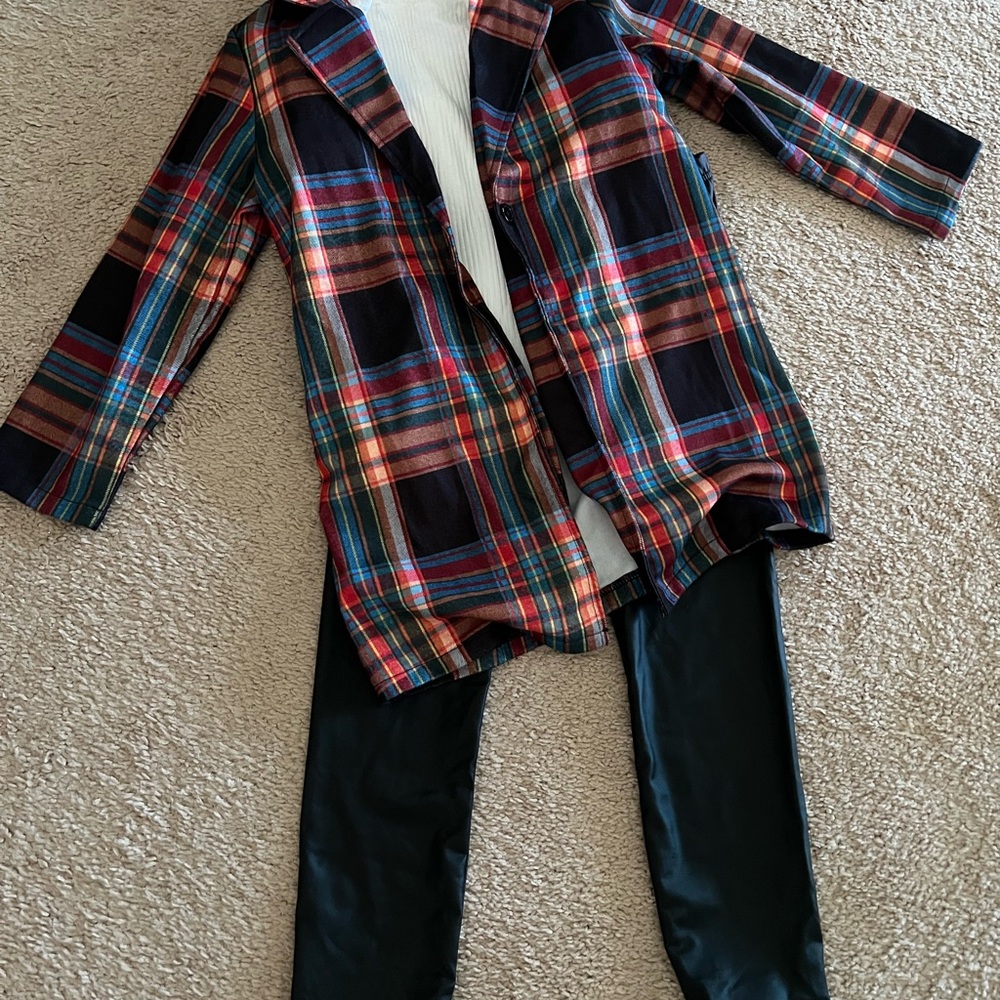 SHEIN Multicolor Plaid Kids Matching Set